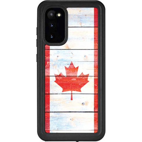 Canada Flag Light Wood Galaxy S20 Waterproof Case